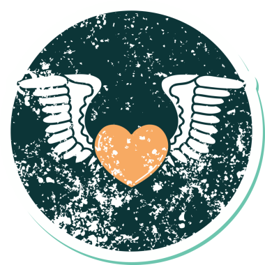 Bir insan tarafından çizilmiş kanatlı bir kalbin sembolik dövmesi.