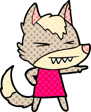 Bir insan tarafından çizilmiş kızgın kurt çizgi filmi.