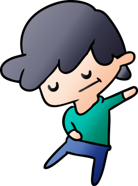 Bir insan tarafından çizilmiş bir kawaii 'nin gradyan çizimi.