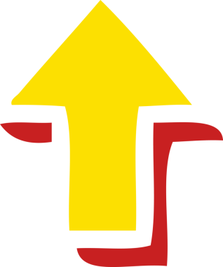 bir insan tarafından çizilmiş yönsel bir okun düz renk retro karikatürü