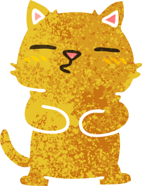 Bir insan tarafından çizilmiş eski çizim tarzı tuhaf çizgi film kedisi