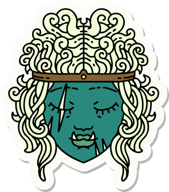 Bir insan tarafından çizilmiş bir ork barbar karakterinin çıkartması.