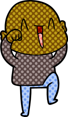 Bir insan tarafından çizilmiş mutlu, kel adam.