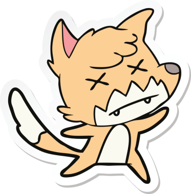 Bir insan tarafından çizilmiş ölü tilki etiketi.