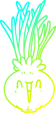 Bir insan tarafından çizilmiş soğan karikatürünün soğuk gradyan çizimi