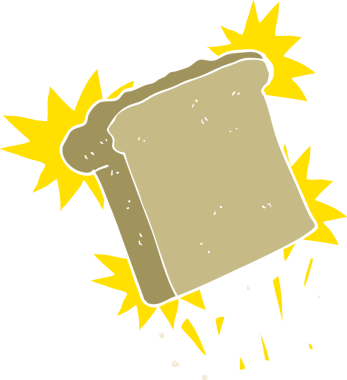 Bir insan tarafından çizilmiş tostun düz renk çizimi