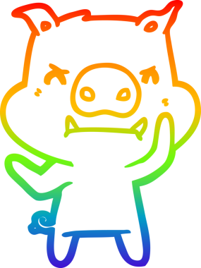 Bir insan tarafından çizilmiş kızgın çizgi film domuzu çizimi.