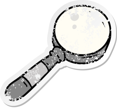 İnsan eliyle çizilmiş bir büyüteç karikatürü.