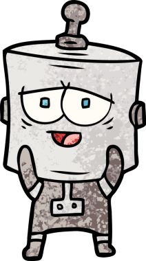 Bir insan tarafından çizilmiş çizgi film robotu