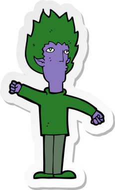 Bir insan tarafından çizilmiş bir vampir adamın çıkartması.