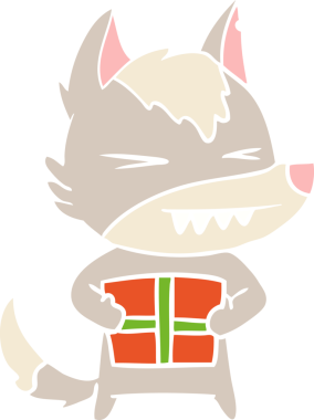 kızgın noel kurdu düz renkli çizgi film bir insan tarafından çizildi.