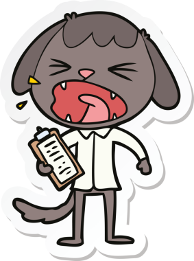 Bir insan tarafından çizilmiş şirin bir köpeğin çıkartması.