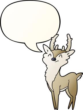 bir insan tarafından çizilmiş düzgün eğimli konuşma baloncuğu ile çizgi film mutlu geyik