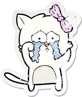 Bir insan tarafından çizilmiş karikatür bir kedinin sıkıntılı çıkartması.