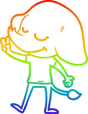 Bir insan tarafından çizilmiş gülümseyen bir filin çizgi çizimi.