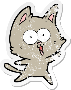 Bir insan tarafından çizilmiş komik bir çizgi film kedisinin sıkıntılı çıkartması.