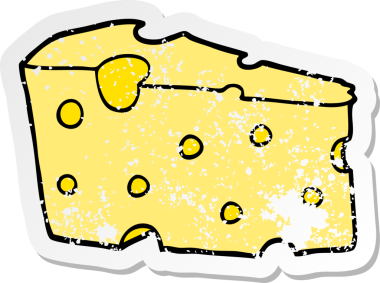 Bir insan tarafından çizilmiş karikatür peynirinin sıkıntılı çıkartması