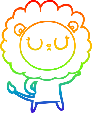 gökkuşağı gradyan çizgi çizimi bir insan tarafından çizilmiş bir aslan