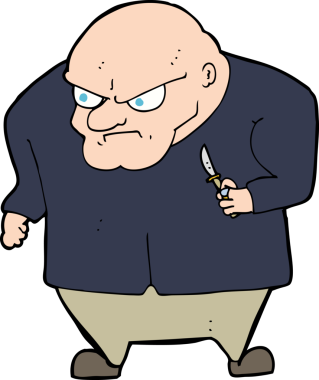 Bir insan tarafından çizilmiş kötü adam çizgi filmi.