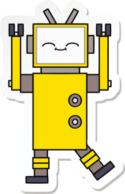 Bir insan tarafından çizilmiş şirin çizgi film robotunun çıkartması.