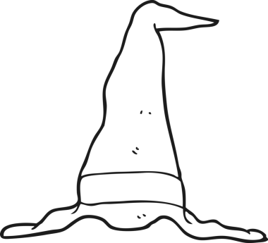 Bir insan tarafından çizilmiş siyah beyaz bir cadı şapkası.