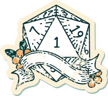 Retro Dövme Biçimi Doğal Bir d20 zar bir insan tarafından çizildi