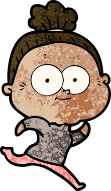 Bir insan tarafından çizilmiş mutlu yaşlı kadın çizgi filmi.