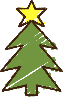 Bir insan tarafından çizilmiş Noel Ağacı Tebeşiri