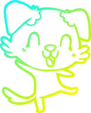 Bir insan tarafından çizilmiş gülen çizgi film köpeğinin soğuk çizgisi.