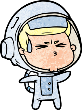 Çizgi film bir insan tarafından çizilmiş astronot.