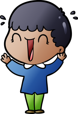 Bir insan tarafından çizilmiş gülen karikatür adam.