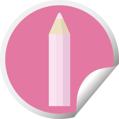 bir insan tarafından çizilmiş pembe renkli kalem grafik vektör çizim dairesel etiketi