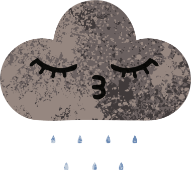 Bir insan tarafından çizilmiş fırtına yağmuru bulutunun retro çizim tarzı karikatürü