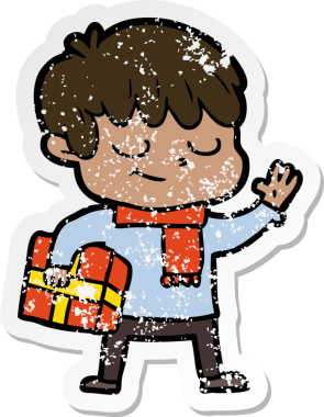 Bir insan tarafından çizilmiş mutlu bir çocuğun sıkıntılı çıkartması.