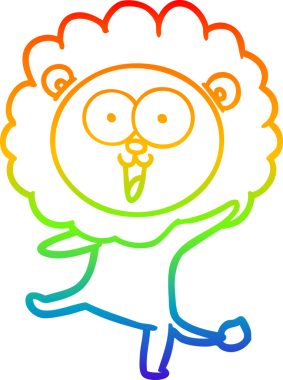 gökkuşağı gradyanı çizimi bir insan tarafından çizilmiş mutlu bir karikatür aslanı