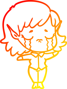 Bir insan tarafından çizilmiş, ağlayan bir elf kızı çizimi.