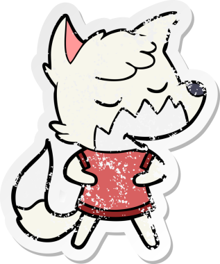 Bir insan tarafından çizilmiş dost canlısı bir tilkinin sıkıntılı çıkartması.