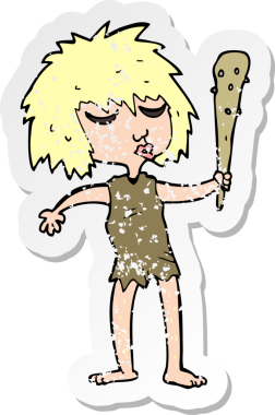 Bir insan tarafından çizilmiş mağara kadınının gerilmiş çıkartması.