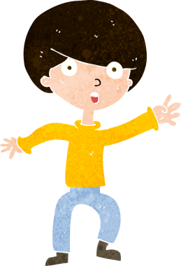 Bir insan tarafından çizilen panikleyen çocuk.