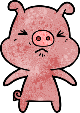 Bir insan tarafından çizilmiş kızgın domuz çizgi filmi.