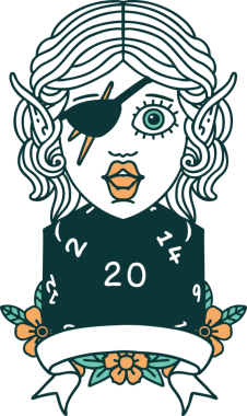 Retro Dövme Tarzı Bir insan tarafından çizilmiş doğal yirmilik zarlı düzenbaz karakter