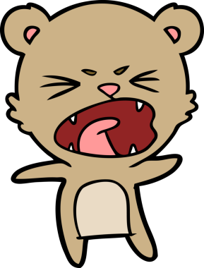 Bir insan tarafından çizilmiş kızgın çizgi film ayısı.