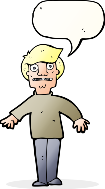 Bir insan tarafından çizilen konuşma baloncuğuyla adamı şok eden çizgi film.