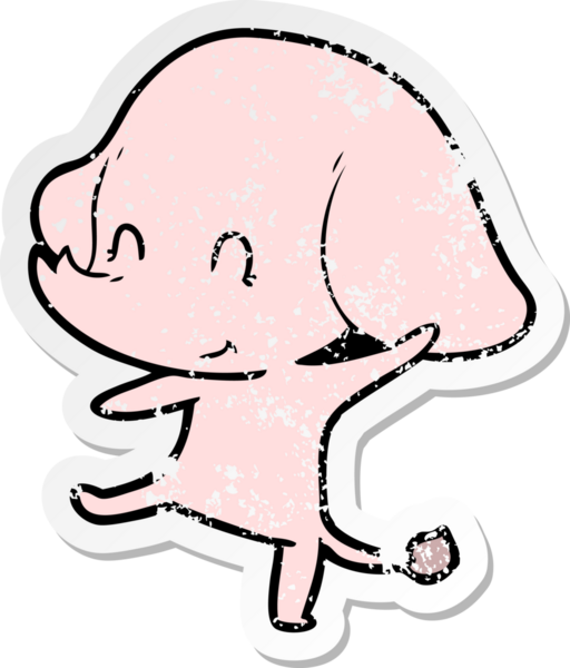 Bir insan tarafından çizilmiş şirin bir filin sıkıntılı çıkartması