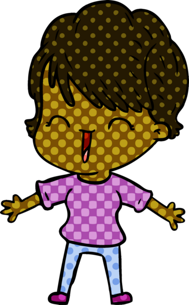 Bir insan tarafından çizilmiş gülen kadın çizgi filmi.