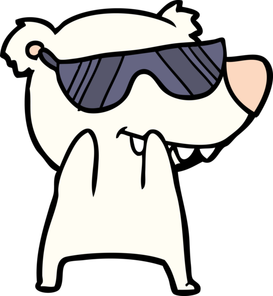 cartoon bear wearing sunglasses drawn by a human