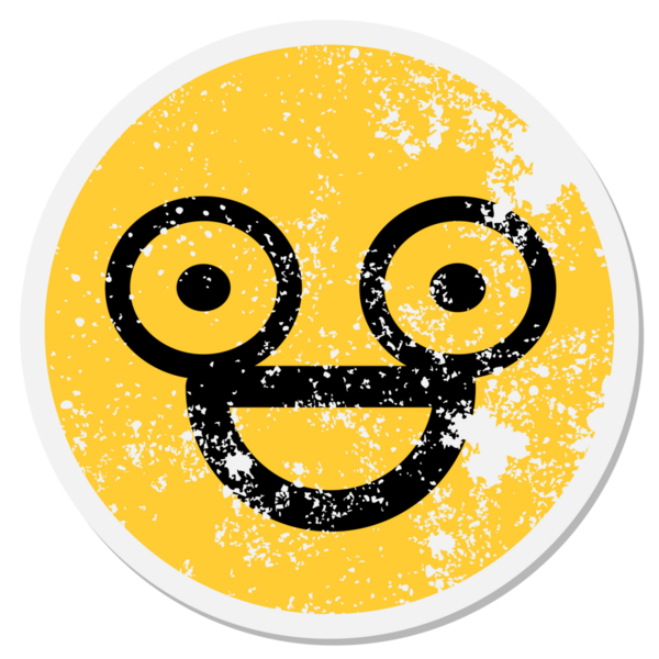 Şaşırmış yüz dairesel etiketi bir insan tarafından çizilmiş.