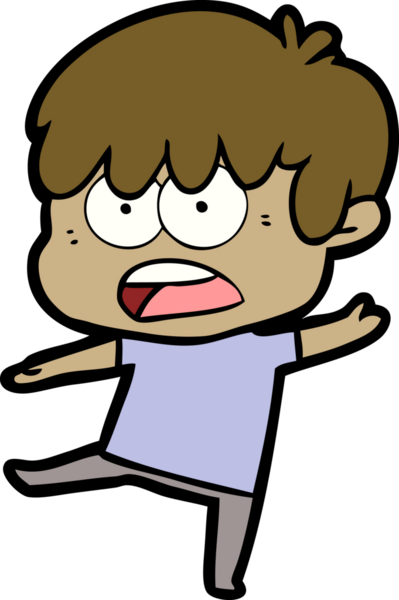 Bir insan tarafından çizilmiş endişeli çizgi film çocuğu.