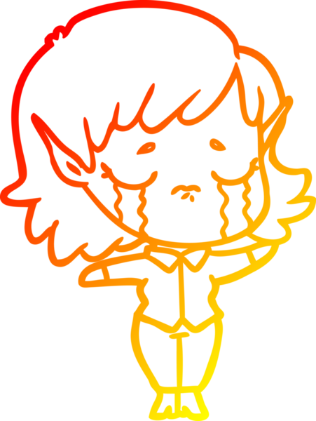 Bir insan tarafından çizilmiş, ağlayan bir elf kızı çizimi.