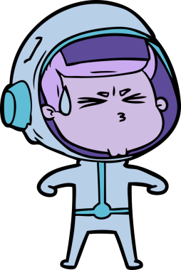 Çizgi film bir insan tarafından çizilmiş astronot.